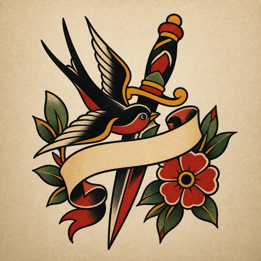 Traditional American tattoo design sample